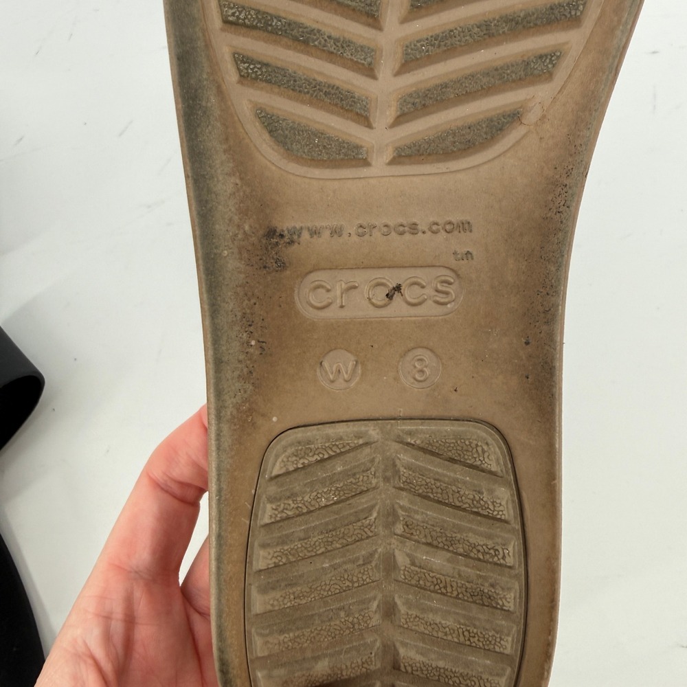 Crocs Brooklyn Low Wedge Sandal Black/Mushroom Women 8 Strappy Comfy Platform - Picture 11 of 11